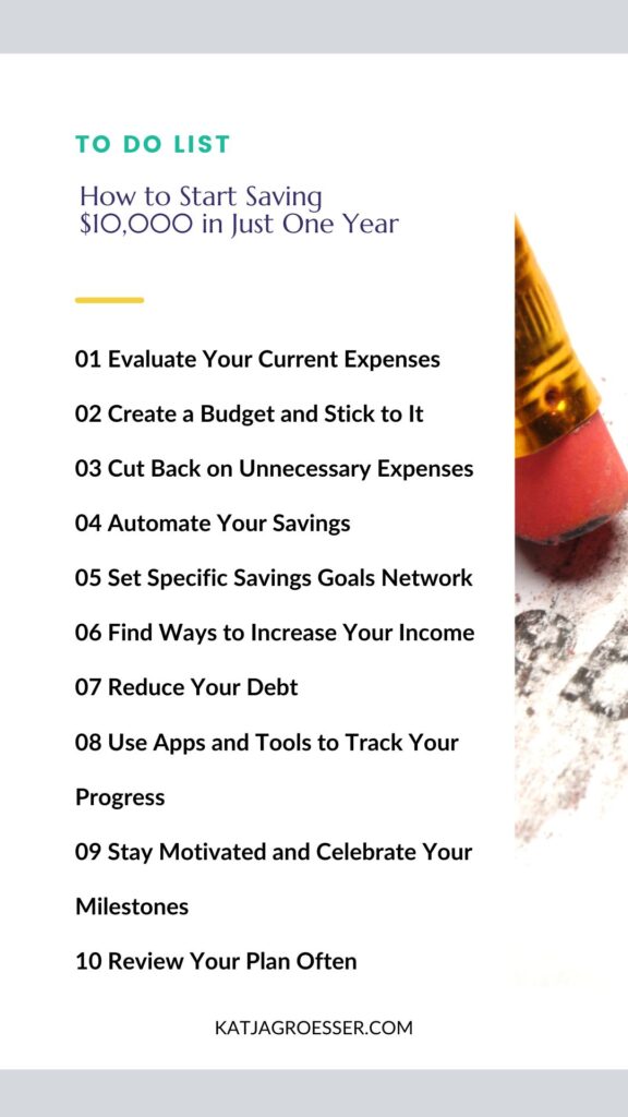 With some planning, a bit of discipline, and a couple of simple changes, you’ll be surprised at how fast your savings grow. Step-by-step roadmap to $10000 savings